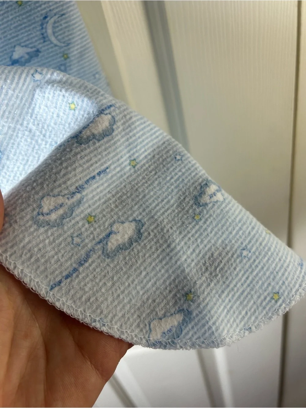 Twinkle Little Star Blue Baby Receiving Blanket Flannel Clouds Stars Stripes